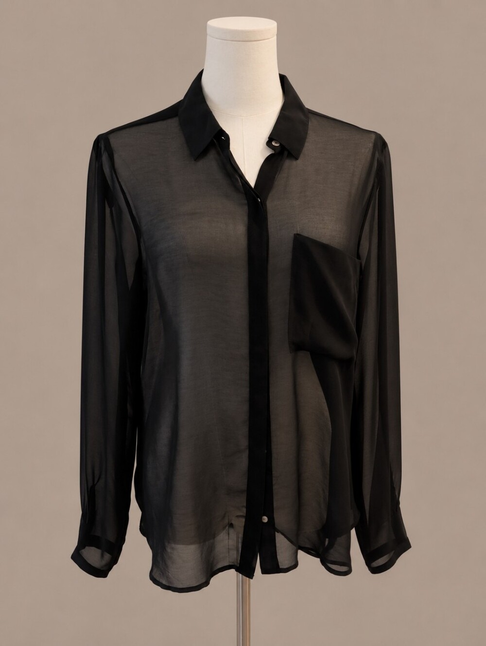 Smart Set Black Sheer Button-Up Blouse